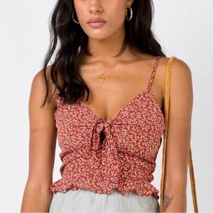 Red floral crop top